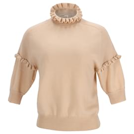 Beige Kaschmir-Pullover mit halblangen Rüschensäumen von Chloé