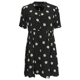Mini-Kleid mit Daisy-Print aus schwarzer Seide von Saint Laurent