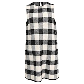Vestido Mini Gingham Dior en Lana Blanca