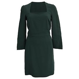 Vestido Mini de Crepé Elástico Esmeralda Dolce & Gabbana en Lana Verde