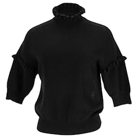 Chloé Rüschensweater mit halben Ärmeln aus schwarzer Kaschmir