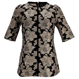 Blusa de manga corta en jacquard lurex floral Marni en algodón negro