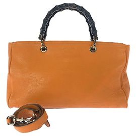 Gucci Bamboo Leder 2-Wege Tote Bag