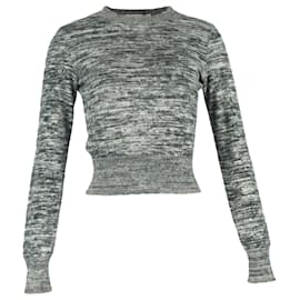 Gekürzter melierter Pullover aus grauer Baumwolle von Victoria Beckham