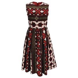 Valentino Garavani Vestido midi Valentino con estampado floral y azteca en lana multicolor