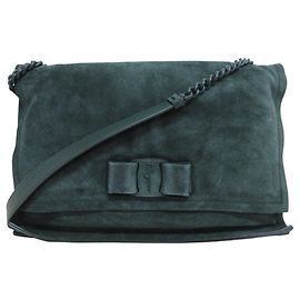 Borsa a spalla in suede con catena VIVA BOW Vara Ribbon di Salvatore Ferragamo