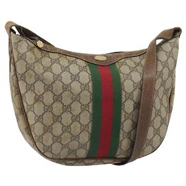 Borsa a Spalla Gucci GG Supreme Web Sherry Line PVC Beige 010 378 Auth 162998