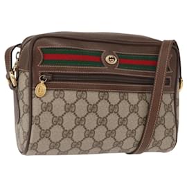 Borsa a Spalla Gucci GG Supreme Web Sherry Line PVC Beige 56 02 087 Auth 161551