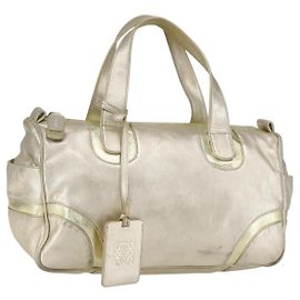 LOEWE Mini Boston Bag Pelle Oro Auth 160969