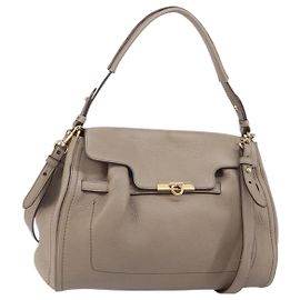 Borsa a mano in pelle Gancini Salvatore Ferragamo 2 in 1 Beige Oro Auth 161535
