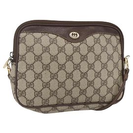 Gucci Sac à bandoulière GG Supreme en PVC beige et or 97 02 068 Auth 161385