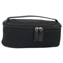 Pochette Vanity in Tela Trotter Christian Dior Nero Argento Auth hk3265