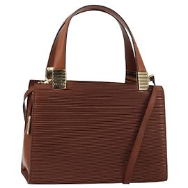 Céline Borsa a mano in tela Macadam CELINE in pelle 2 in 1 marrone oro Auth 160135