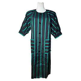 Vintage Givenchy striped Sress Green Black