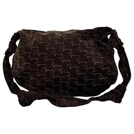 Borsa a spalla in suede monogramma Givenchy vintage marrone beige
