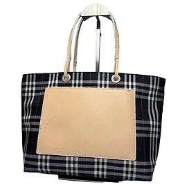 Borsa tote vintage Burberry Nova Check beige e nera