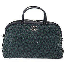 Borsa a bowling convertibile in catena Chanel in vitello intrecciato piccola