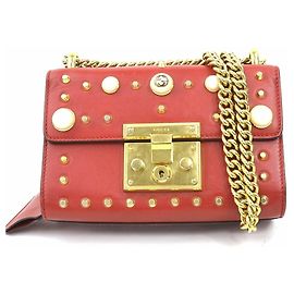 Borsa a spalla in pelle rossa Gucci
