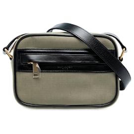 Borsa a tracolla in tela verde piccola di Saint Laurent