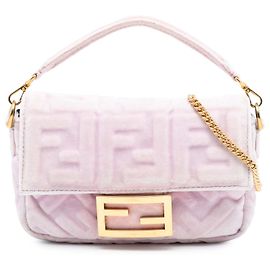 Fendi Pink Mini Zucca Prägevelours Baguette Tasche