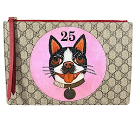 Clutch Gucci GG Supreme Dog Bosco Appliqué