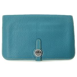 Hermès Dogon Duo GM Lange Geldbörse in Jeansblau