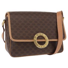 Céline Borsa a Spalla in Tela Macadam CELINE in Pelle PVC Marrone Oro Auth 161505