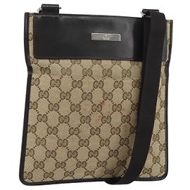 Borsa a Spalla GG Canvas Gucci Beige Argento 019 0348 Auth 161082