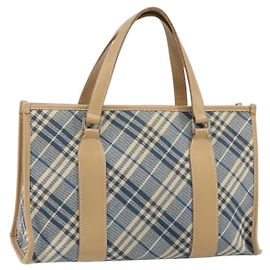Burberry Nova Check Blue Label Handtasche aus Canvas Blau Silber Authentisch 161356