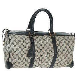 Gucci Borsa Boston GG Supreme in PVC Navy Gold Auth gh1530