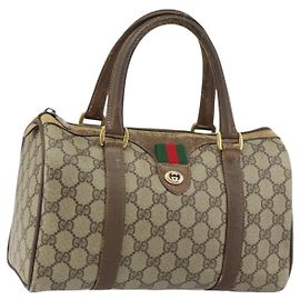 Borsa Boston in PVC beige e oro della linea Sherry GG Supreme di GUCCI 40 02 006 Auth 161096