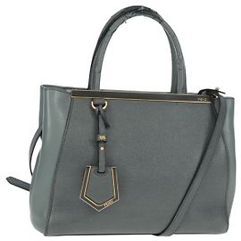 FENDI Borsa a mano To joule in pelle 2 in 1 grigia oro Auth 160854