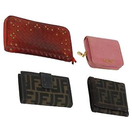 PORTAFOGLI BOTTEGA VENETA Miu Miu Fendi 4 Set Rosso Marrone Rosa Auth ti3628