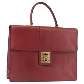 Céline Bolso de mano CELINE de cuero rojo dorado Auth 161005