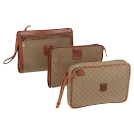 Céline Borsa in tela Macadam CELINE in pelle PVC e camoscio 3 pezzi beige arancione Auth 158541