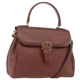 VALENTINO Borsa a mano in pelle 2 in 1 Marrone Oro Auth hk3311