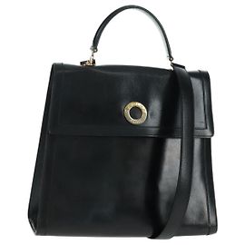 Céline Borsa a mano Celine Circle in pelle 2 in 1 nera e oro Auth 160826