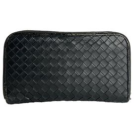 Autre Marque Cartera de cuero Intrecciato Bottega Veneta vintage negra