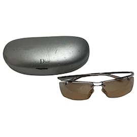 Gafas de sol sin montura Dior Vintage plateadas marrones