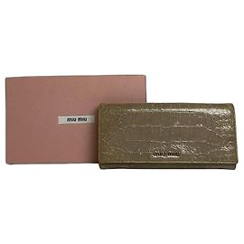 Vintage Miu Miu crocodile Emblossed Leather Wallet Brown