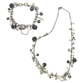 Parure DOLCE & GABBANA collana bracciale perle nere e bianche, cuore con swarovski, rosa e altri charms