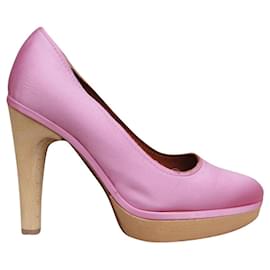 Décolleté Lanvin in raso e pelle rosa