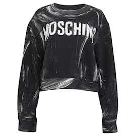 Schwarzer Baumwollpullover mit Moschino Couture Logo-Akzent