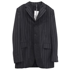 Einreiher gestreifter Blazer mit Taschen aus schwarzer Wolle von Jil Sander