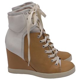 Zapatillas altas con cuña See by Chloé en cuero marrón y blanco