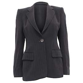 Blazer de rayas de un solo botón con bolsillos en viscosa negra Gucci