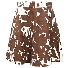 Falda mini acampanada de lino marrón con estampado floral Michael Kors