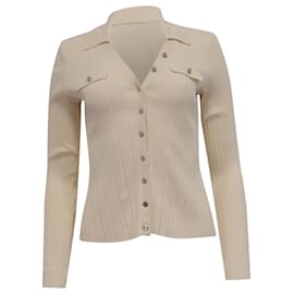 Maje Strickjacke mit Kragen aus cremefarbener Viskose