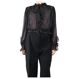 Braune transparente Chiffon-Bluse mit Leopardenmuster - Größe M - Frame Denim