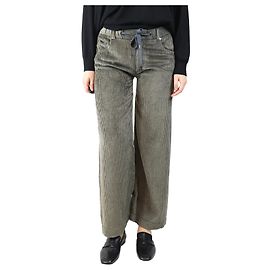 Brunello Cucinelli Pantalones de pana anchos en oliva - talla S